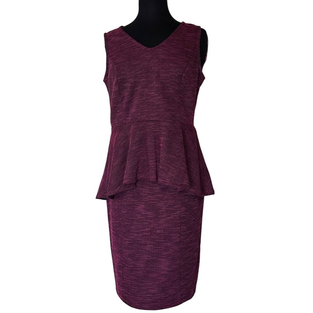 ELLE 2-pc. Sleeveless Blouse Midi Pencil Skirt Set Check Pattern Women's Size M